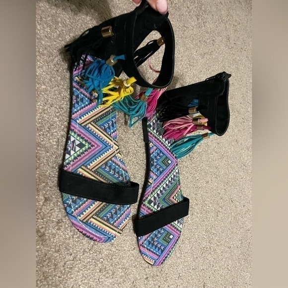 Black multicolored flats size 8 - Picture 2 of 8